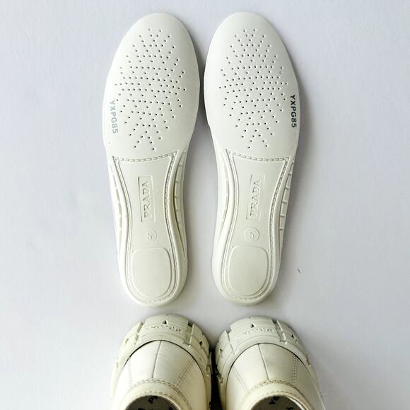 Prada Double Wheel Re-Nylon Trainer White Size 37.5 Platform Sneakers Fashion - Picture 14 of 16